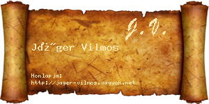 Jáger Vilmos névjegykártya
